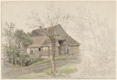 Boerenhuis met bomen te Delden by Jacob Ernst Marcus