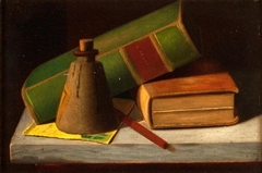 Books and Ink Bottle by John Frederick Peto
