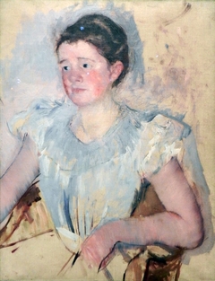 Buste de femme en corsage blanc by Mary Cassatt