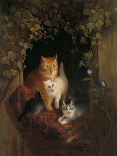 Cat with Kittens by Henriëtte Ronner