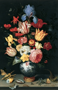 Chinese Vase with Flowers, Shells and Insects