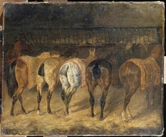 Cinq chevaux vus par la croupe by Théodore Géricault