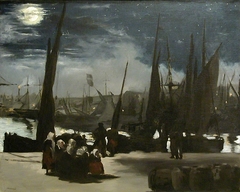 Clair de lune sur le port de Boulogne