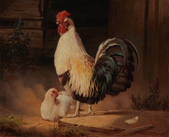 Cock and Hen by Ferdinand von Wright