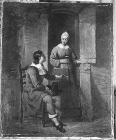 Conversation at the back door by Anonymous