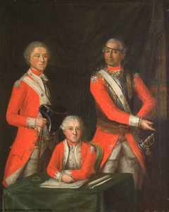 David-Louis de Constant Rebecque, seigneur de Villars-Mendraz et d’Hermenches (1722-1785), met twee jonge officieren by Anonymous