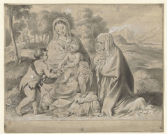 De Heilige Familie met Johannes de Doper en H. Elisabeth by Cornelis Visscher II