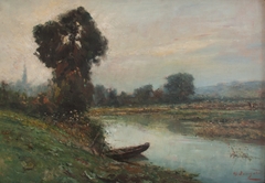 De molenvijvers te Genk , avondrust by Charles Bougard