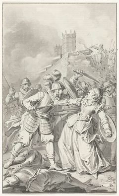 De prinses van Espinoy raakt gewond bij de verdediging van Doornik, 1581 by Jacobus Buys