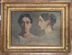 Double étude de tête de femme italienne (face et profil) by Théodore Chassériau