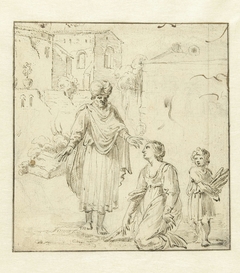 Elia en de weduwe van Sarepta by Jan Symonsz Pynas