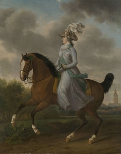 Equestrian Portrait of Wilhelmina of Prussia, Consort of Prince William V (Frederika Sophia Wilhelmina) by Tethart Philip Christian Haag