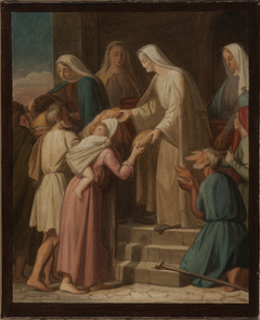 Esquisse pour l'église Saint-Eustache : Sainte Geneviève distribuant le pain aux pauvres. by Auguste Pichon