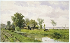 Farmhouse by a Ditch by Willem Roelofs I