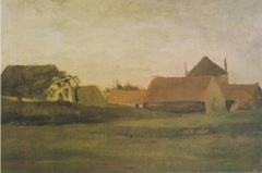 Farmhouses in Loosduinen near The Hague at Twilight by Vincent van Gogh