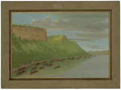 Father Hennepin and Companions Passing Lover's Leap.  April 1680 by George Catlin