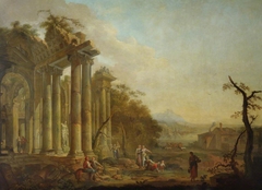 Figures before Ruins with a Statue of Hercules