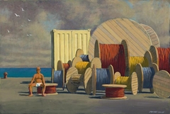 First Study for on the Wharf, Livorno by Jeffrey Smart