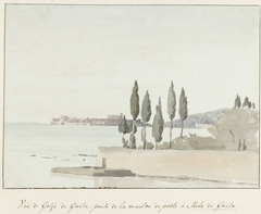 Gezicht op de Golf van Gaeta tegenover het postkoetshuis bij Molo di Gaëta by Louis Ducros