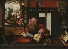 H. Hieronymus in zijn studeervertrek by Marten van Cleve