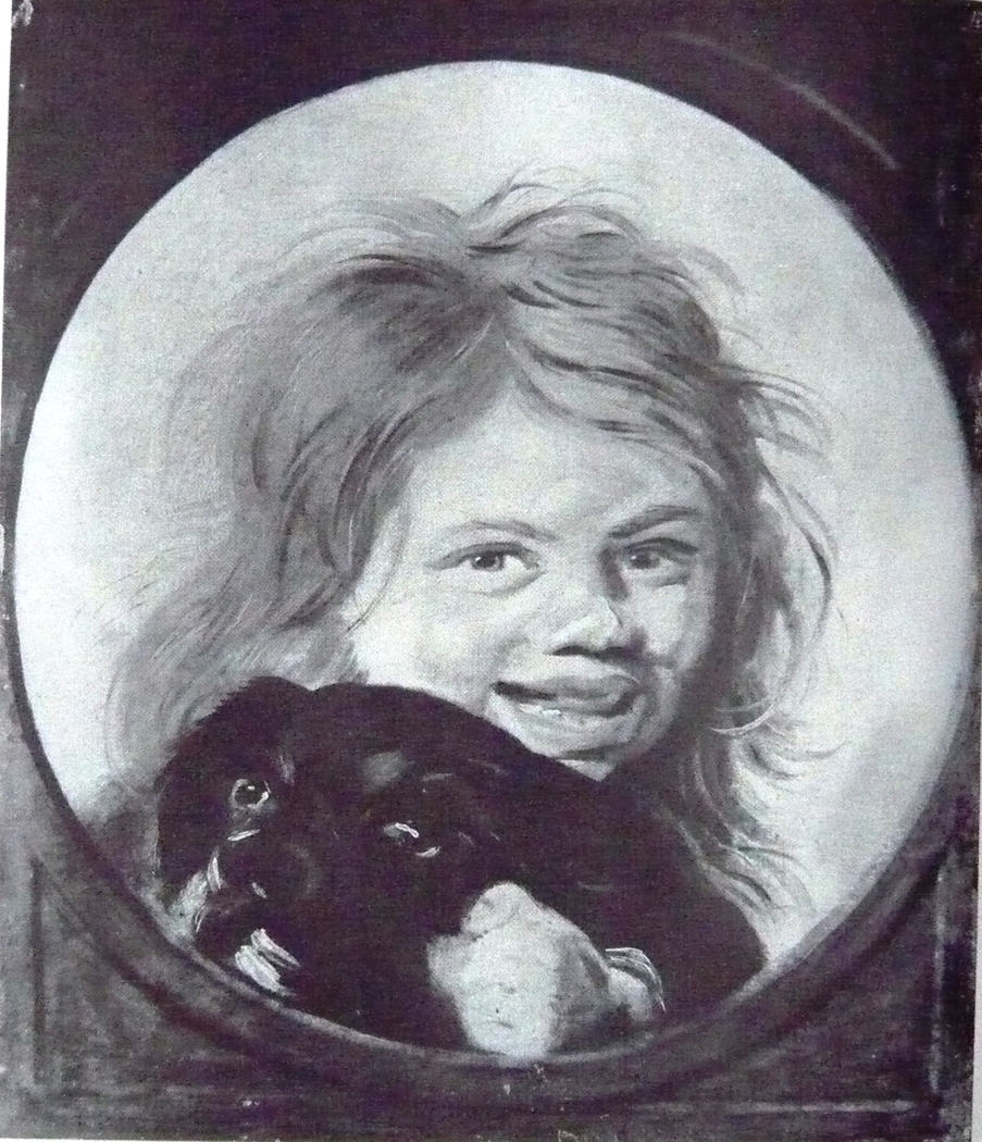 Head of a boy with a dog