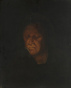 Head of an Old Woman Blowing Charcoal by Attributed to German School