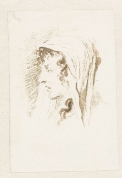 Hoofd van een vrouw, en profil naar links by Pieter Bartholomeusz Barbiers