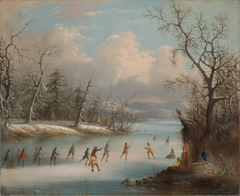 Indians Playing Lacrosse on the Ice by Edmund C Coates