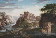 Italianate Pastoral Landscape with Capriccio Ruins by Hendrik Frans van Lint