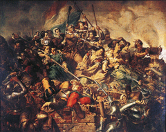 Kenau Fighting in Defense of Haarlem by Johannes Hinderikus Egenberger