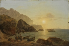Küste von Capri bei Sonnenuntergang by Josef Rebell