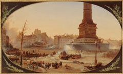 La Place de la Bastille et la Barricade de l'entrée du faubourg Saint-Antoine, le 25 juin 1848 by Jean-Jacques Champin