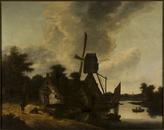 Landscape with a windmill by Salomon Rombouts