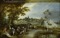 Landscape with Figures and a Village Fair (Village Kermesse) by Adriaen Pietersz. van de Venne