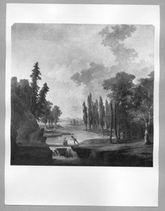 landscape with figures by Hubert Robert