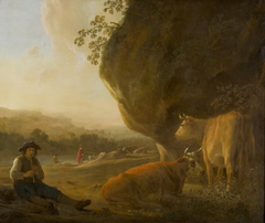 Landscape with flute-playing herder and cattle