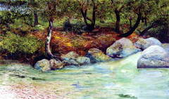 Landscape with forest and river by Joaquín Clausell