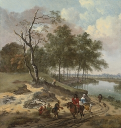 Landscape with horsemen and beggars