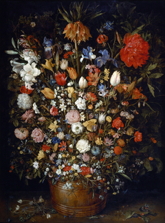 Large Flower Bouquet in Wooden Vase