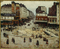 Le boulevard de Rochechouart et la rue de Clignancourt (travaux du métropolitain) by Louis Braquaval