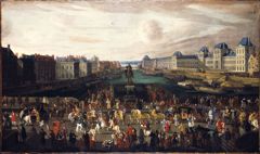 Le Pont-Neuf, vu de l'entrée de la place Dauphine, le quai Malaquais avec le collège des Quatre-Nations en construction, la Grande Galerie et le Louvre, vers 1665 by Unknown Artist