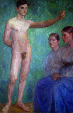 Male Nude and two Women by Thorvald Erichsen