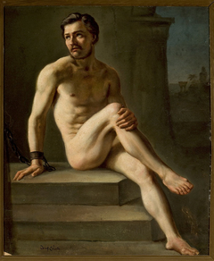 Male nude study by Józef Simmler