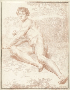 Mannelijk naakt, liggend, zich oprichtend by Louis Fabritius Dubourg