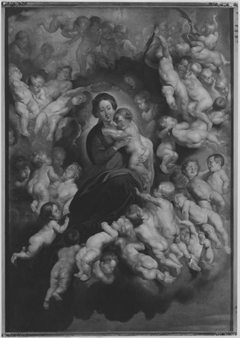 Maria mit Kind, von Engeln umgeben (nach Peter Paul Rubens) by Pieter Thijs