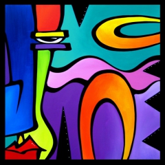 Obstacles - Original Abstract painting Modern pop Art Contemporary large Portrait cubist colorful FACE by Fidostudio by Tom Fedro