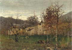 Paesaggio con case e betulle (Filippini) by Francesco Filippini