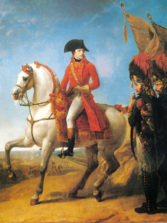 Portrait équestre de Bonaparte, 1er Consul à Marengo by Antoine-Jean Gros