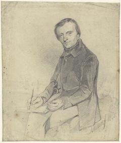 Portret van een zeeschilder, met een schetsboek in de hand by Anton Mauve