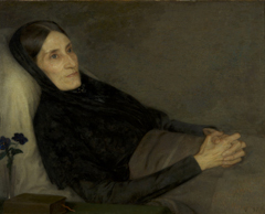 Portret van Elisabeth Ragazzi (van de Poll) - van den Wall Bake (1839-1899) op haar ziekbed by Jan Damesz de Veth